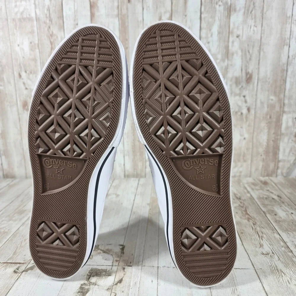 Converse One Star Perforated Leather Low Top White Black Sneakers 158464C 10.5W